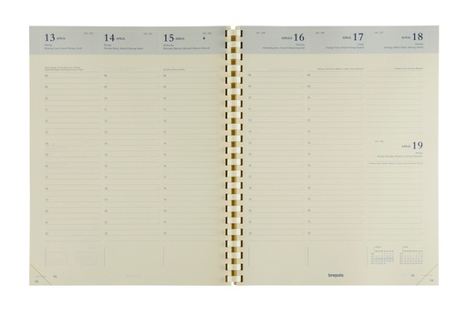 [900038] Recharge agenda 2025 Brepols Concorde spirale 7 jours/2 pages crème
