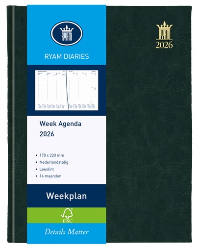 [900096] Agenda 2025 Ryam Weekplan Mundior 7 jours/2 pages noir