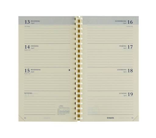 [900056] Recharge agenda 2025 Brepols Interplan spirale 7 jours/2 pages NL