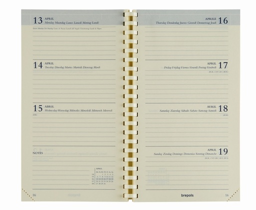 [900057] Recharge agenda 2025 Brepols Interplan spirale 7 j/2 p 6 langues