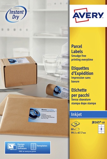 [817448] Etiket Avery J8165-10 99.1x67.7mm wit 80 etiketten