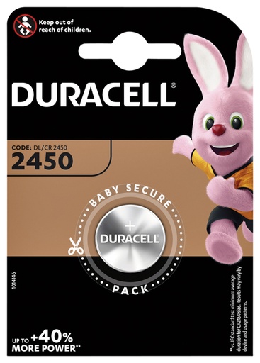 [413513] Batterij Duracell knoopcel 1xCR2450 lithium Ø24mm 3V-540mAh