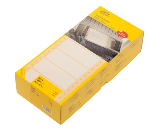 [811509] Etiket Avery Zweckform 5101 88.9x23mm 1-baans wit 6000stuks