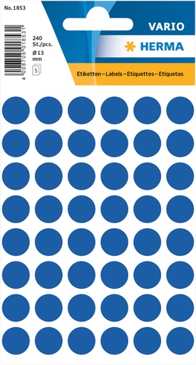 [818154] Etiket HERMA 1853 rond 13mm donkerblauw 240 etiketten