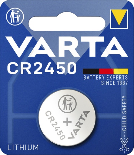 [413770] Pile bouton Varta CR2450 lithium blister 1 pièce