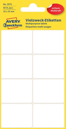 [811102] Etiquette Avery Zweckform 3075 32x23mm blanc 60 pièces