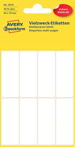 [811106] Etiket Avery Zweckform 3079 50x19mm wit 48stuks