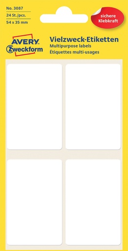 [811111] Etiket Avery Zweckform 3087 54x35mm wit 24stuks