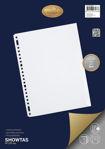 [276160] Pochette Multo A4 23 perforations PP 0,14mm lisse 10 pièces