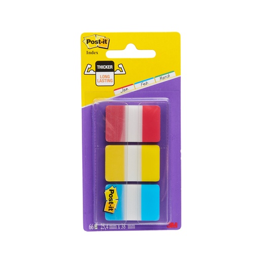 [313246] Indextabs Post-it 686RYB 25.4x38.1mm strong blauw, rood, geel 66 tabs