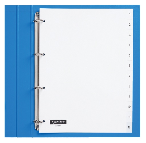 [270561] Intercalaire Quantore 4 perforations numéro 1-12 PP blanc