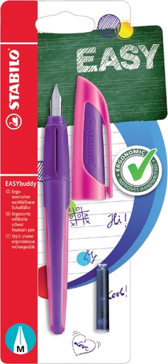 [600288] Vulpen STABILO Easybuddy rechtshandig medium paars/magenta blister à 1 stuk