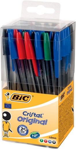 [616289] Balpen Bic Cristal medium assorti in tubo verpakking
