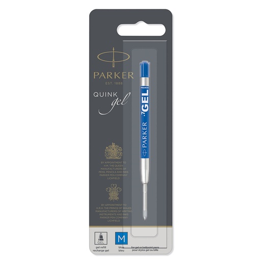 [625807] Recharge encre gel Parker Quink Medium bleu blister 1 pièce