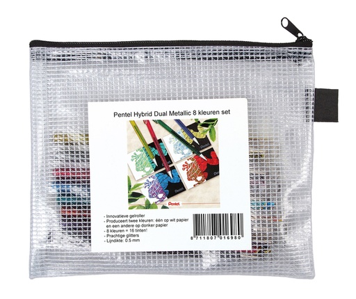[614147] Gelschrijver Pentel K110 Dual medium metallic assorti blister à 8st