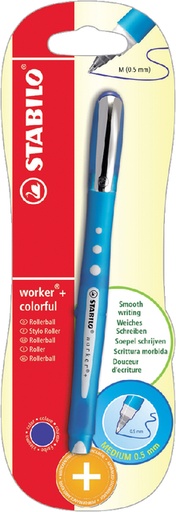 [632653] Rollerpen STABILO worker colorful 2019/41 medium blauw blister à 1 stuk