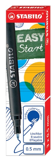 [636059] Recharge Roller STABILO Easy Original Medium bleu boîte 3 pièces