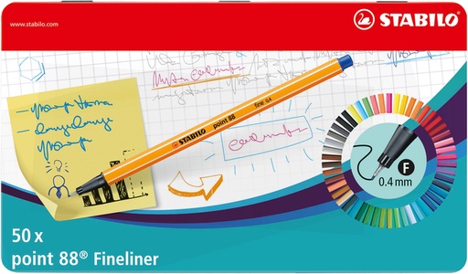 [633130] Fineliner STABILO point 88 Fin 50 pièces assorti