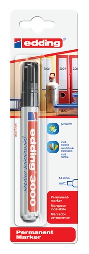 [630181] Marqueur edding 3000 Pointe ogive 1,5-3mm noir sous blister