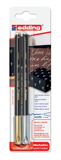 [632533] Fineliner edding 1200  053-054 Fin or/argent blister 2 pièces