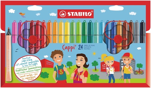 [922721] Feutre STABILO Cappi 168/24 Medium assorti étui 24 pièces