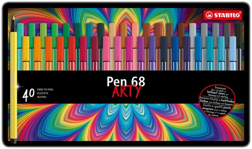 [633363] Viltstift STABILO Pen 68/40 Arty medium assorti blik à 40 stuks