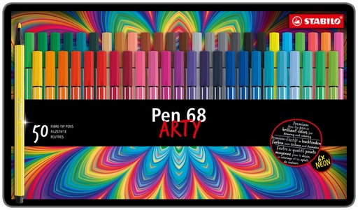 [633364] Feutre STABILO Pen 68 Arty Medium boîte 50 couleurs