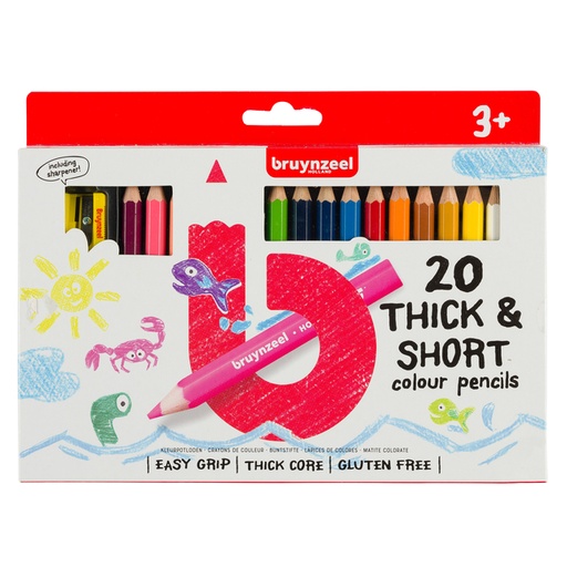 [640057] Kleurpotloden Bruynzeel Kids Kortjakje blister à 20 stuks assorti