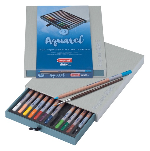 [640023] Crayon aquarelle Bruynzeel Design 8835 set 12 pièces assorti