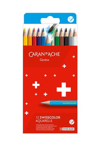 [710432] Crayon de couleur Caran d’Ache Aquarel boîte 12 pièces