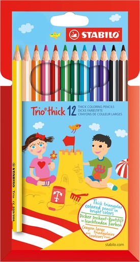 [640003] Crayon de couleur STABILO 203 Trio thick assorti étui carton 12 piècess