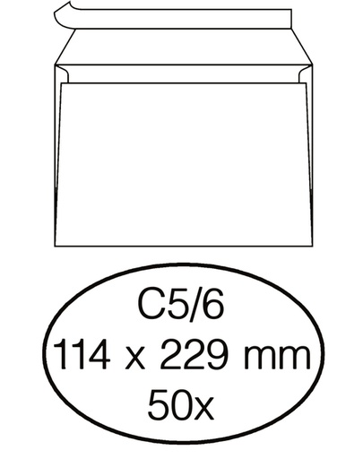 [158159] Enveloppe Quantore C5/6 114x229mm autocollante blanc 50 pièces