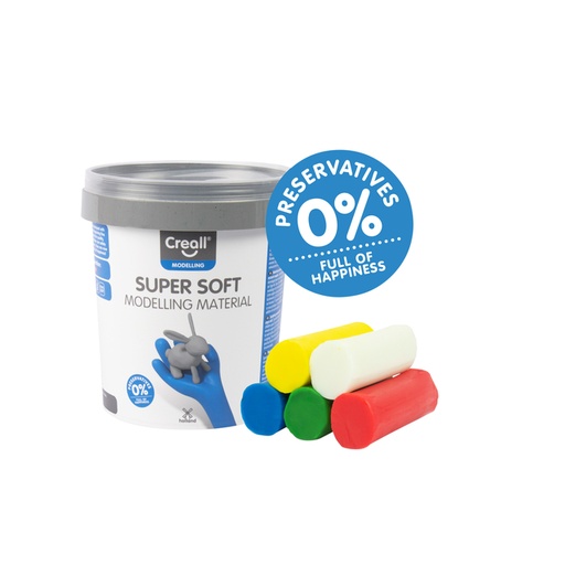 [142296] Klei Creall supersoft rood/blauw/groen/geel/wit 450gr