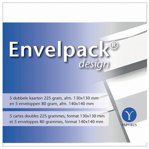 [170229] Carte double + enveloppe Papyrus Envelpack Design 894446 carré 140x140mm blanc 5 pièces