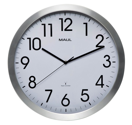 [890690] Horloge murale MAULmove RC Ø400x45mm aluminium/blanc avec pile