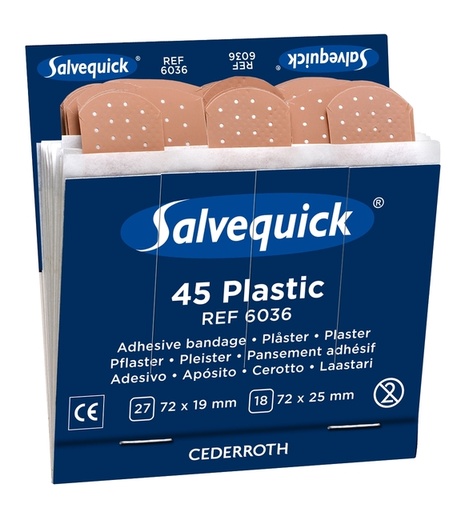 [892578] Pansements Salvequick recharge plastique 6x 45 pièces