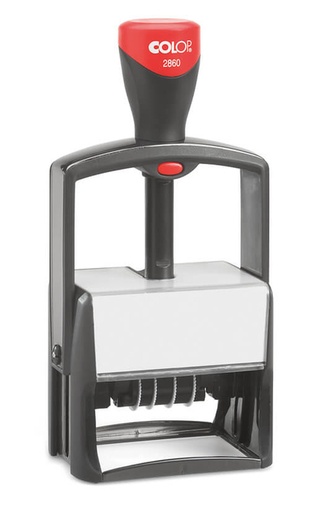 [351006] Cachet à Formules+Date Colop Heavy Duty 2860 Classic Line personnalisable rouge