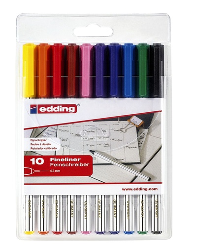 [632540] Fineliner Edding 89/10 assorti blister de 10 pièces