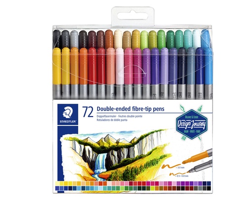 [631128] Kleurstift Staedtler 3200 dubbele punt fijn en ultrafijn etui à 72 kleuren