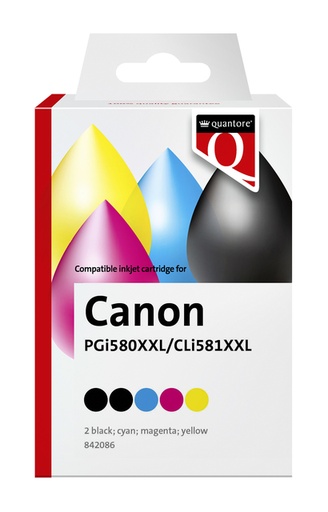 [842086] Inktcartridge Quantore alternatief tbv Canon PGI-580XXL CLI-581XXL 2x zwart + 3 kleuren