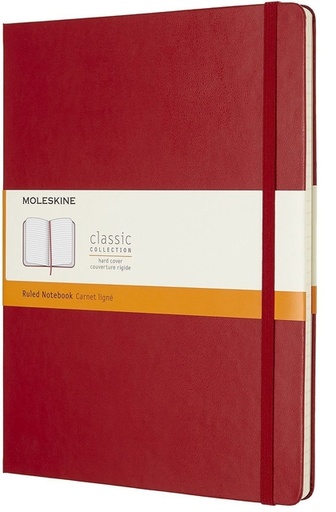 [011631] Carnet de notes Moleskine XL 190x250mm uni rigide rouge écarlate