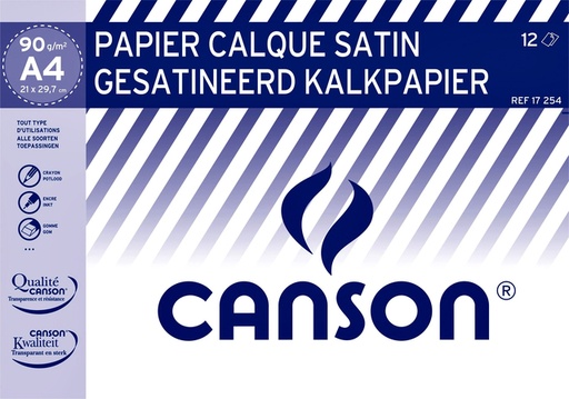 [740030] Papier calque Canson satin A4 90g translucide 12 feuilles