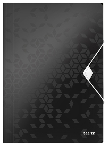 [510468] Elastomap Leitz WOW A4 3 kleppen PP zwart