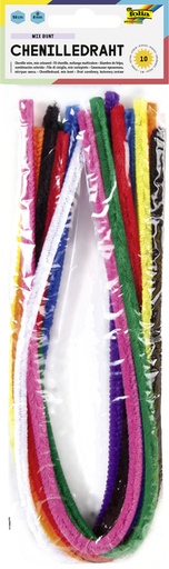 [580055] Fil chenille Folia 50cm diamètre 8mm 10 pièces assorti