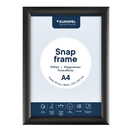 [920445] Kliklijst Europel A4 25mm zwart