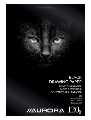 [1385454] Bloc à dessin Aurora A4 20 feuilles 120g papier dessin noir