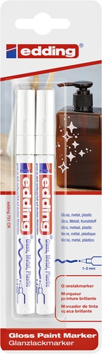 [1388253] Viltstift edding 751 lakmarker rond 1-2mm wit blister à 2 stuks