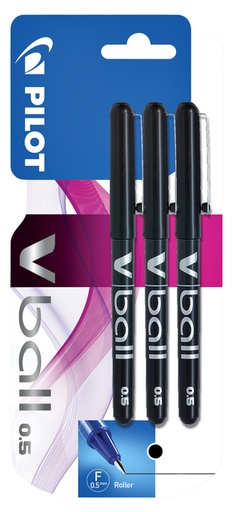 [1388381] Roller PILOT V-Ball 05 Fin noir 3 pièces