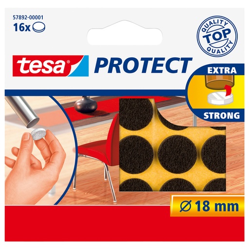 [1397001] Feutrine anti-rayures tesa® Protect Ø18mm bruin 16 pièces