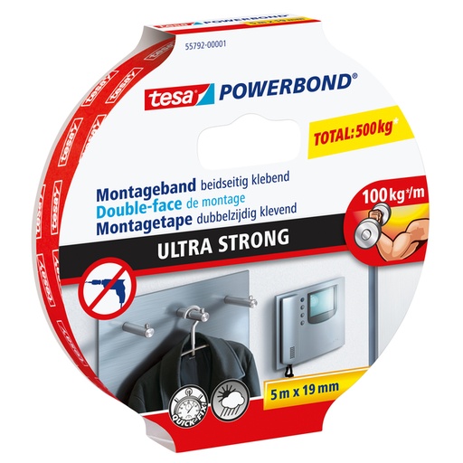 [1397026] Montagetape tesa® Powerbond Ultra strong dubbelzijdig 5mx19mm wit